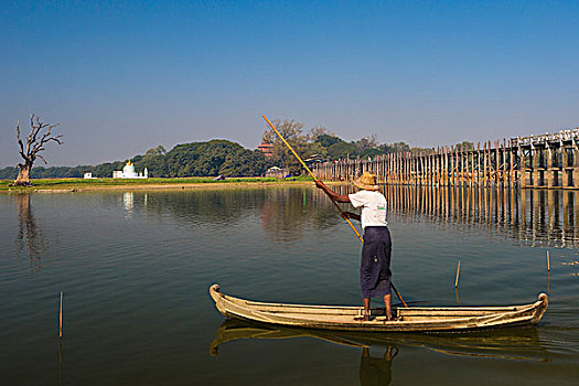 缅甸,靠近,曼德勒,阿马拉布拉,桥