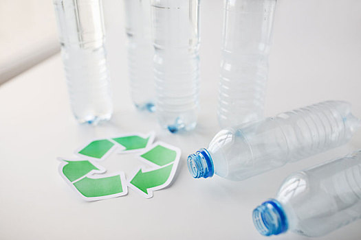 特写,塑料瓶,回收标志
