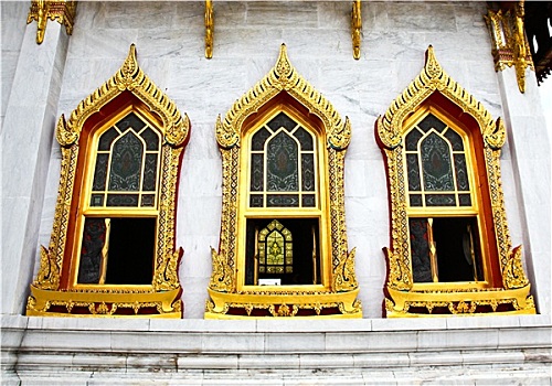 传统,泰国,建筑,寺院,大理石庙宇,曼谷