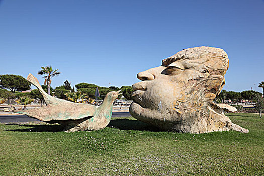男人,吻,鸟,雕塑,安达卢西亚,西班牙