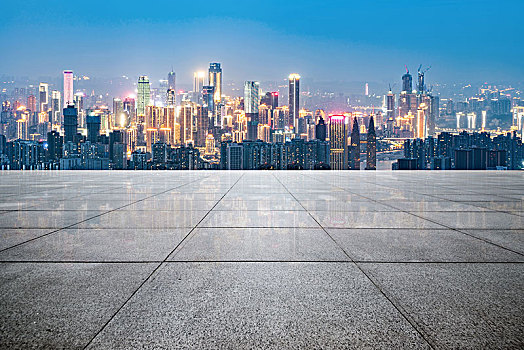 空地板和全景城市,汽車廣告背景