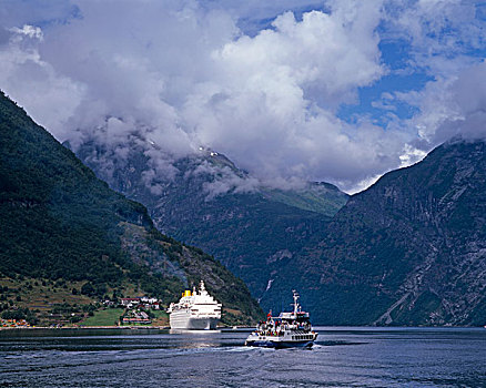 游船,联合国教科文组织,世界自然遗产,场所,挪威,斯堪的纳维亚,欧洲