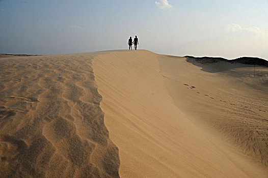 阿曼苏丹国,区域,美女,走,沙丘,沙子,沙漠