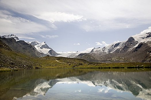 阿尔卑斯山,湖,冰河,小屋