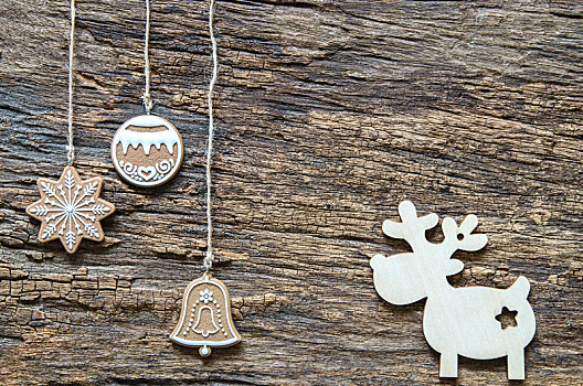 圣诞节,休假,背景,圣诞装饰,驯鹿,木桌子