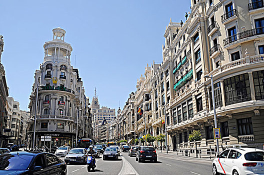 道路交通,格兰大道,主要街道,马德里,西班牙,欧洲