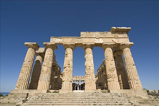 柱子,庙宇,古希腊,遗迹,塞利农特,西西里,意大利