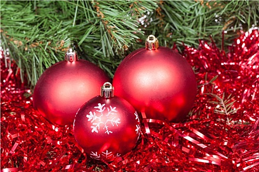 红色,圣诞节,彩球,闪亮装饰物,圣诞树