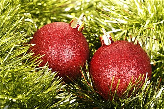 红色,圣诞树球,圣诞装饰