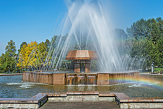 喷泉,共和国,公园,阿拉木图,哈萨克斯坦,亚洲