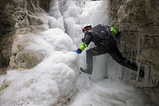 攀冰者,冰瀑,国家公园,上奥地利州