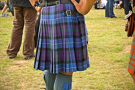 苏格兰,洛锡安,爱丁堡,后视图,一个,男人,穿,传统,苏格兰人,苏格兰式短裙