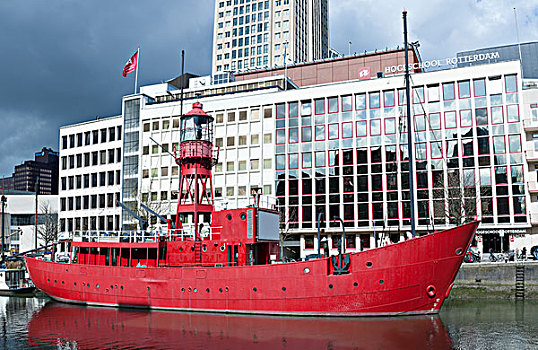荷兰,鹿特丹,红船,轮船,港口