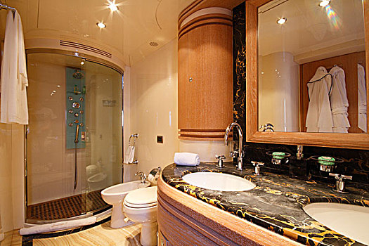 浴室,船舱,船只,建造,输入,船,长度,2004年,里维埃拉,法国,地中海,欧洲