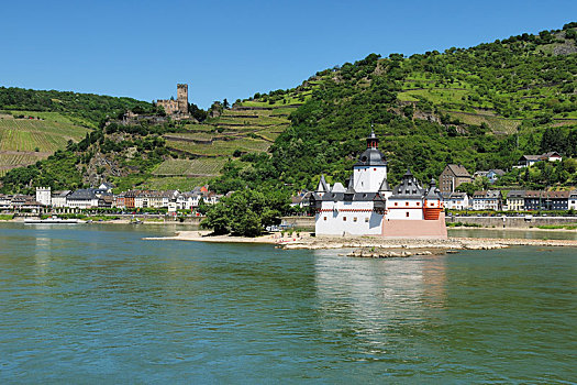 城堡,莱茵河,靠近