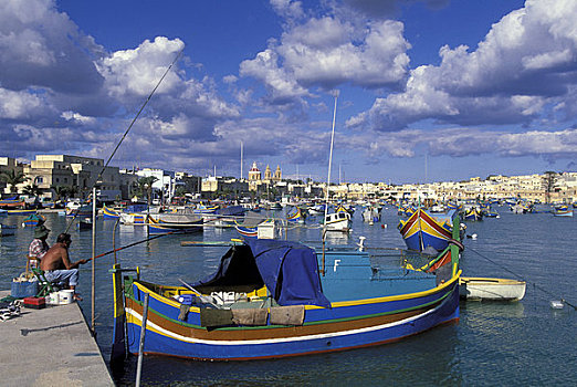 马耳他,渔村,马尔萨什洛克,港口,彩色,渔船