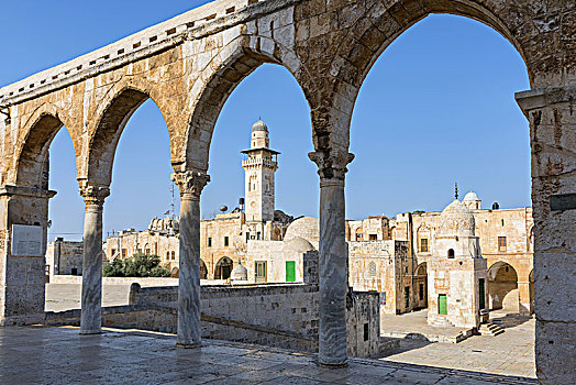 尖塔,清真寺,老,耶路撒冷,风景,拱形,寺庙,以色列