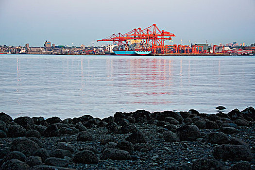 船,集装箱码头,温哥华港,不列颠哥伦比亚省,加拿大