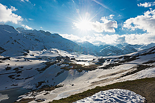 阳光,发光,山,高海拔,提契诺河,瑞士
