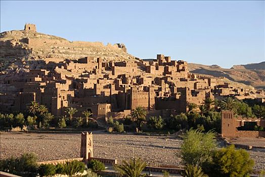 传统,建筑,要塞,河,山,斜坡,摩洛哥