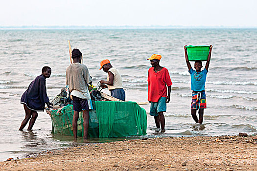 非洲,马拉维,利隆圭,地区,湖,渔船