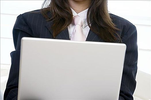 特写,职业女性,笔记本电脑