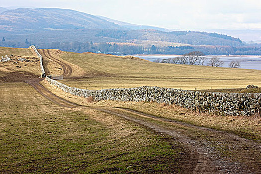 邓弗里斯,苏格兰,石头,栅栏,道路