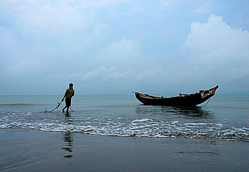 渔民,圣徒,岛屿,只有,孟加拉,东北方,湾,南,市场,流行,旅游
