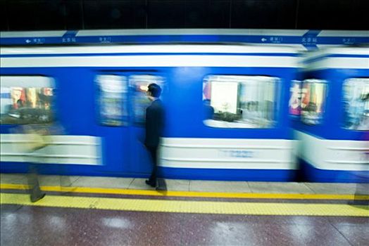 中国,北京,速度,地铁,等待,乘客