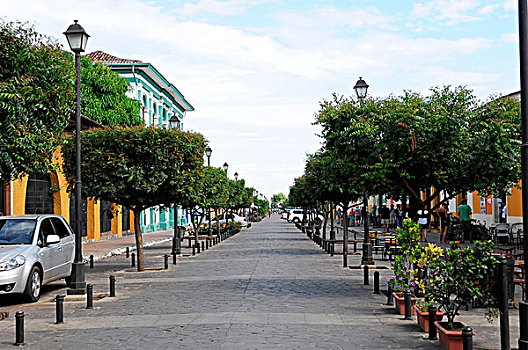 街道,格拉纳达,尼加拉瓜,中美洲