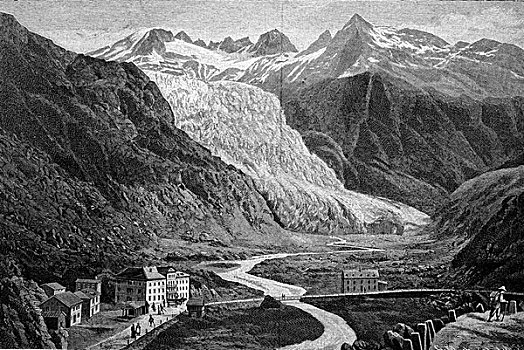 排水槽,冰川,瓦莱,瑞士,历史
