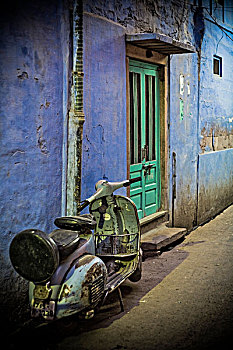 摩托车,户外,房子,拉贾斯坦邦,印度