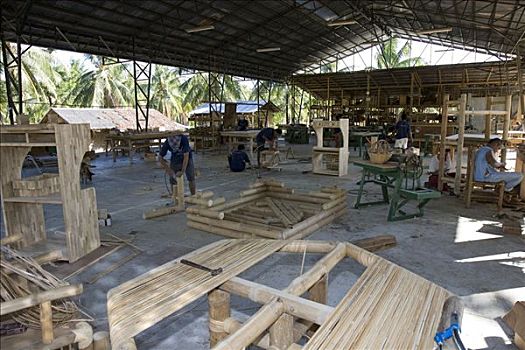 竹子,家具,工厂,菲律宾,亚洲