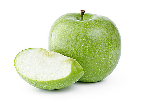 成熟,翠绿,苹果,局部,隔绝,白色背景