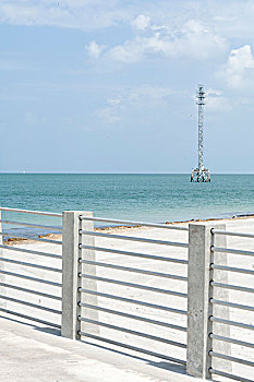 屏障,海滩,通讯,塔,背景