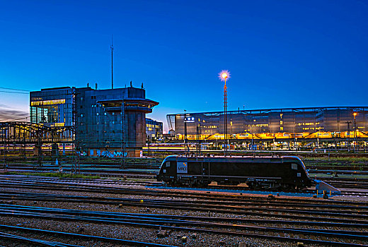 轨道,法兰克福火车站,慕尼黑,枢纽站,中心,长途车站,背景,上巴伐利亚,巴伐利亚,德国,欧洲