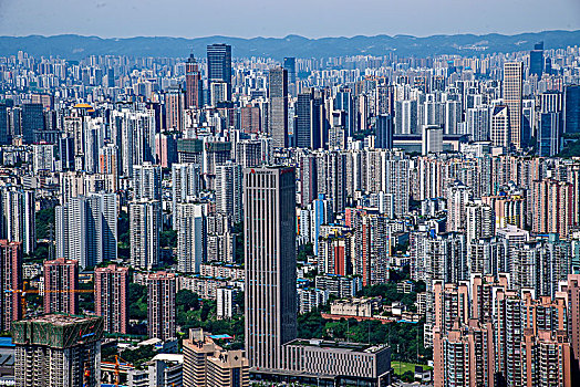 2055年重庆市南岸区南山老君洞道观俯瞰重庆渝中与南岸两区