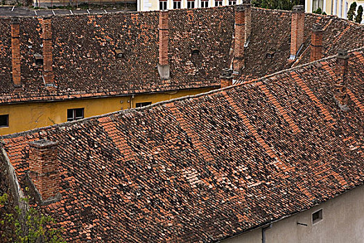 老,建筑,赤陶,瓷砖,屋顶,布拉索夫,罗马尼亚,东欧