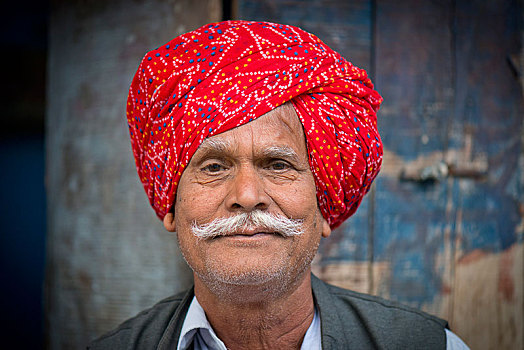 印度,男人,红色,缠头巾,拉贾斯坦邦,亚洲