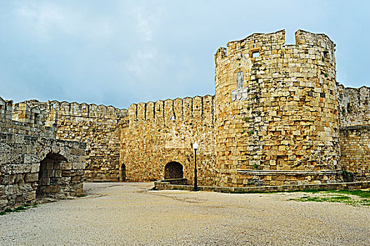 城墙,老城,罗得斯,多德卡尼斯群岛,爱琴海,看,希腊,欧洲