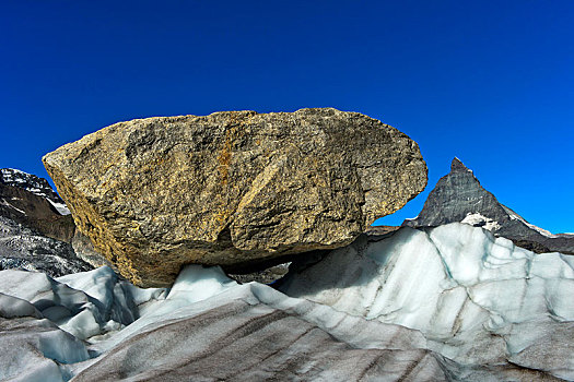 大,漂石,冰河,马塔角,背影,策马特峰,瓦莱,瑞士,欧洲