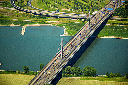 高速公路,桥,阻挡,卡车,交通,破损,上方,莱茵河,基础设施,道路,科隆,莱茵兰,北莱茵威斯特伐利亚,德国