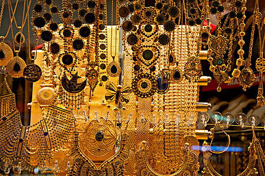 亚洲,土耳其,伊斯坦布尔,大巴扎集市,高端,黄金,饰品,出售,集市,大幅,尺寸