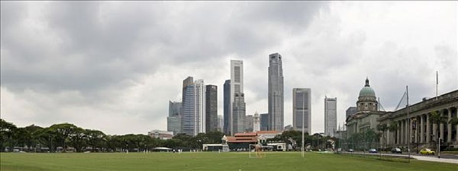 市政厅,最高法院,金融区,天际线,前景,新加坡,东南亚