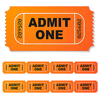 橙色,插画,单人券,纸,电影票
