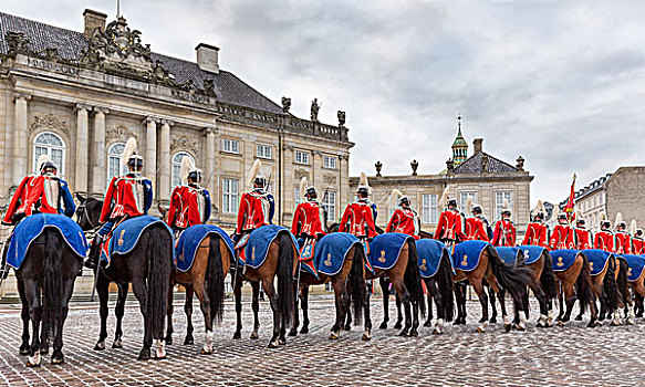 军人,守卫,军团,正面,皇家,宫殿,哥本哈根,丹麦,欧洲