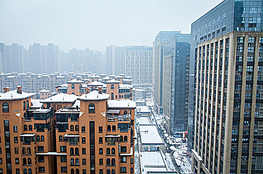 城市雪景
