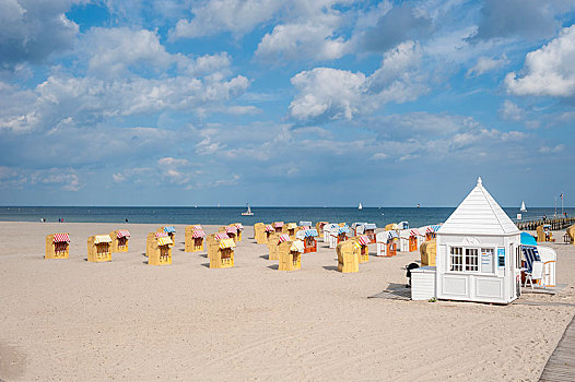 空,沙滩,沙滩椅,波罗的海,石荷州,德国,欧洲