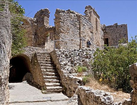 城堡,遗址,靠近,凯里尼亚,北方,塞浦路斯,土耳其,局部,南欧,欧洲