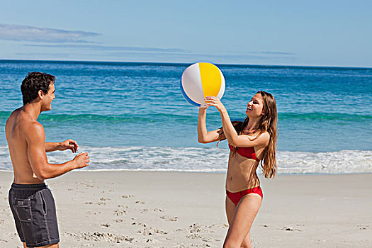 幸福伴侣,玩,海滩
